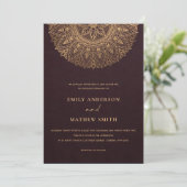 INVITATION BURGUNDY MAROON GOLD CLASSY ORNATE MANDALA MARIAGE (Debout devant)