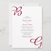 Invitation Burgundy Maroon Initiales Mariage de automne d'aut (Devant)