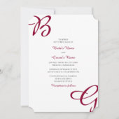 Invitation Burgundy Maroon Initiales Mariage de automne d'aut (Devant)