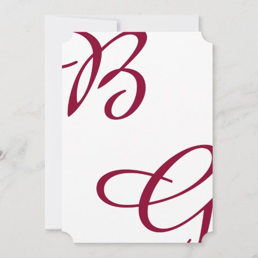 Invitation Burgundy Maroon Initiales Mariage de automne d'aut (Dos)