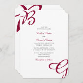 Invitation Burgundy Maroon Initiales Mariage de automne d'aut (Devant / Derrière)