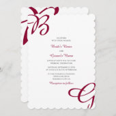 Invitation Burgundy Maroon Initiales Mariage de automne d'aut (Devant / Derrière)