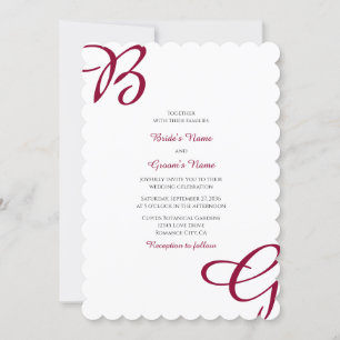 Invitation Burgundy Maroon Initiales Mariage de automne d'aut