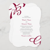 Invitation Burgundy Maroon Initiales Mariage de automne d'aut (Devant / Derrière)