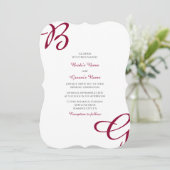 Invitation Burgundy Maroon Initiales Mariage de automne d'aut (Debout devant)