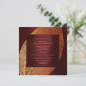 Invitation Burgundy Maroon Leaf Gold Birday Party (Debout devant)