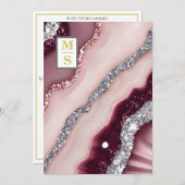 Invitation *~ Burgundy Maroon QR Agate AR66 Mariage RSVP (Devant / Derrière)