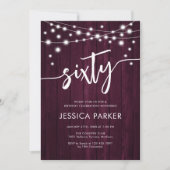 Invitation Burgundy Maroon Rustic Wood 60e fête d'anniversair (Devant)
