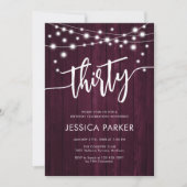 Invitation Burgundy Maroon Wood Rustic 30e anniversaire (Devant)