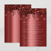 Invitation Burgundy Marron Pailleté Drips Mariage Douzième (Devant / Derrière)
