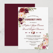 Invitation Burgundy Marsala Blush Floral Engagement Party (Devant / Derrière)