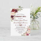 Invitation Burgundy Marsala Blush Floral Engagement Party (Debout devant)