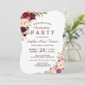 Invitation Burgundy Marsala Blush Floral Graduation Party (Debout devant)