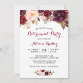 Invitation Burgundy Marsala Red Floral Retraite Party (Devant)