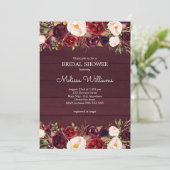 Invitation Burgundy Marsala Rustic Wood Country Fête de l'mar (Debout devant)