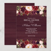 Invitation Burgundy Marsala Rustic Wood Country Fête de l'mar (Devant / Derrière)