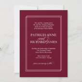 Invitation Burgundy Marsala Simple Élégant Mariage formel (Devant)