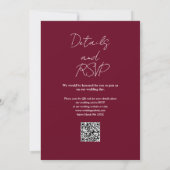Invitation Burgundy Minimalist Elegant QR Code Mariage (Dos)