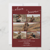 Invitation Burgundy moderne 6 photos grille collage mariage (Devant)