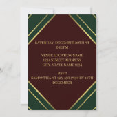 Invitation Burgundy Moderne Grandes Vertes Et Or Anniversaire (Dos)