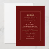Invitation Burgundy moderne Minimal Gold Script Mariage musul (Devant / Derrière)