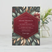 Invitation Burgundy Moody Botanical Romance Wedding (Debout devant)