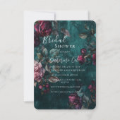 Invitation Burgundy Moody Floral Bridal Shower (Devant)