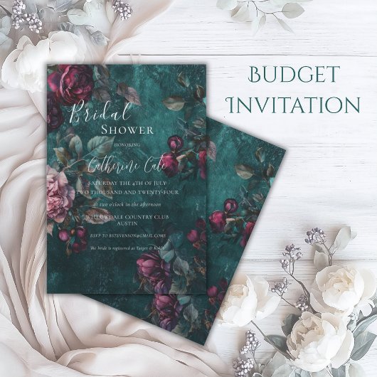Invitation Burgundy Moody Floral Bridal Shower