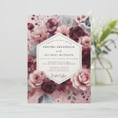 Invitation Burgundy Moody Floral Romance Wedding (Debout devant)