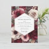 Invitation Burgundy Moody Floral Wedding (Debout devant)