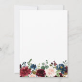 Invitation Burgundy Navy Blue Blush Flowers FÊTE DES MARIÉES (Dos)