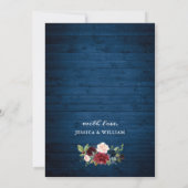 Invitation Burgundy Navy Blue Blush Flowers REHEARSAL DÎNER (Dos)