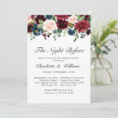 Invitation Burgundy Navy Blue Blush Flowers REHEARSAL DÎNER (Debout devant)