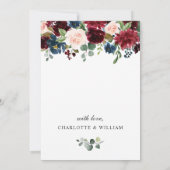 Invitation Burgundy Navy Blue Blush Flowers REHEARSAL DÎNER (Dos)