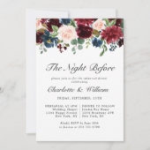 Invitation Burgundy Navy Blue Blush Flowers REHEARSAL DÎNER (Devant)