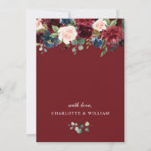 Invitation Burgundy Navy Blue Blush Flowers REHEARSAL DÎNER (Dos)