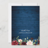 Invitation Burgundy Navy Blue Blush Flowers REHEARSAL DÎNER (Dos)