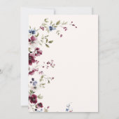 Invitation Burgundy Navy Blue Floral Fête des mariées (Dos)