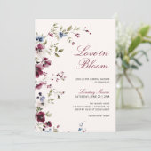 Invitation Burgundy Navy Blue Love In Bloom Fête des mariées (Debout devant)