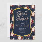 Invitation Burgundy Navy Blue Peony Floral 16e anniversaire (Devant)