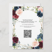 Invitation Burgundy Navy Blush Gold Geometry Code QR Mariage (Dos)
