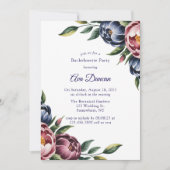 Invitation Burgundy Navy Blush Peony Bachelorette Party (Devant)