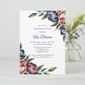 Invitation Burgundy Navy Blush Peony Bachelorette Party (Debout devant)