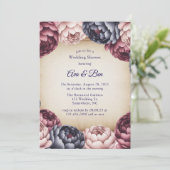 Invitation Burgundy Navy Blush Peony Wedding Shower (Debout devant)