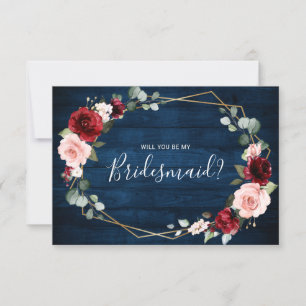 Invitation Burgundy Navy Blush Proposition d'aide d'État géom