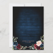 Invitation Burgundy Navy Blush Rose Gold Mariage géométrique (Dos)