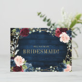 Invitation Burgundy Navy Blush Serez-vous ma femme d'honneur (Debout devant)