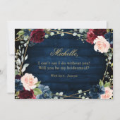 Invitation Burgundy Navy Blush Serez-vous ma femme d'honneur (Dos)