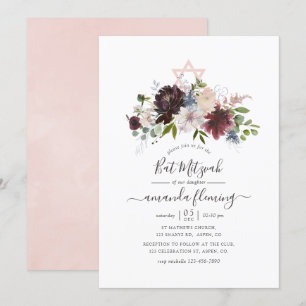 Invitation Burgundy, Navy et Blush Bar Mitzvah