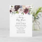 Invitation Burgundy, Navy et Blush Floral Drive par douche (Debout devant)